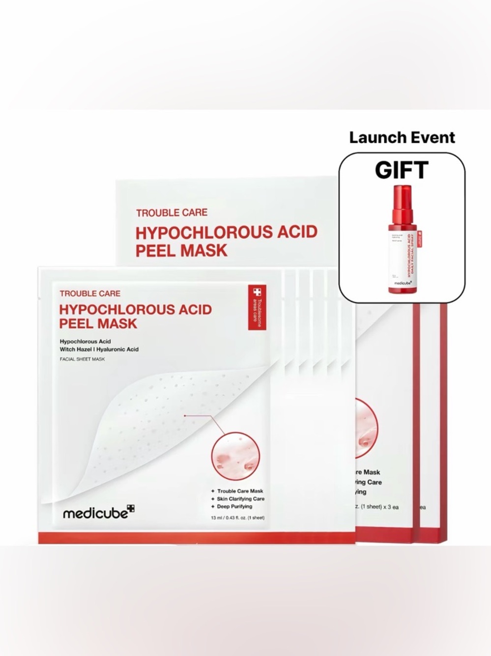 Medicube Hypochlorous Acid Peel Mask – White & Red Trouble Care Sheet Mask